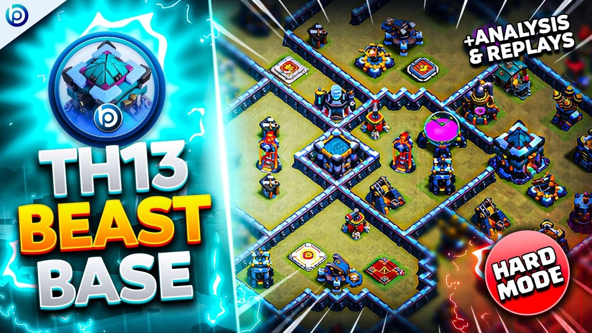 Best TH13 Hard Mode War Base with Link!